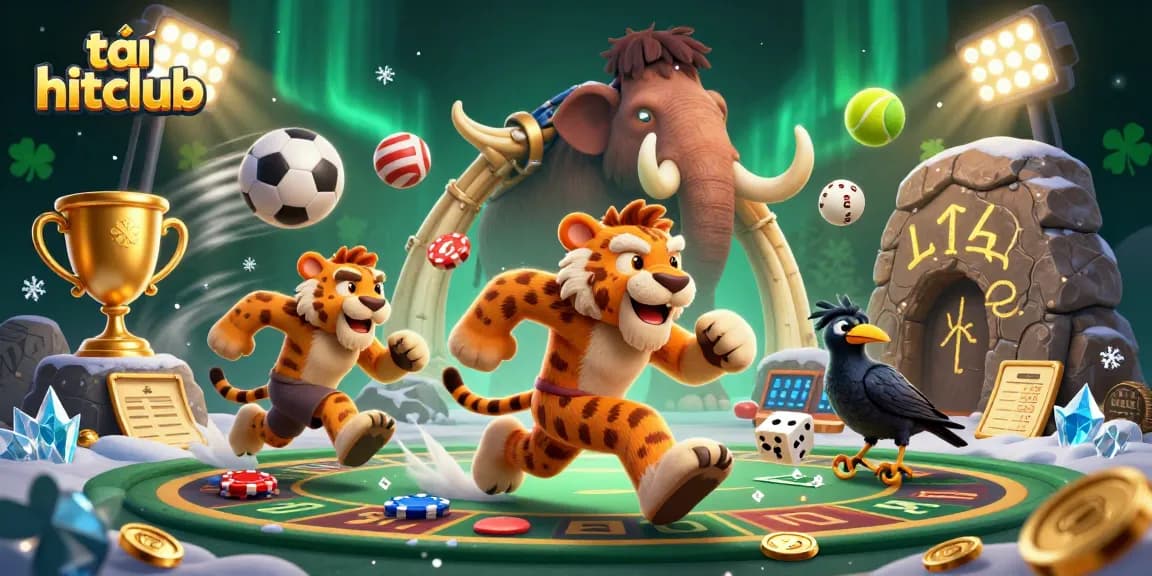Engage in exciting gameplay with tải hitclub, featuring dynamic characters in a lively casino scene.